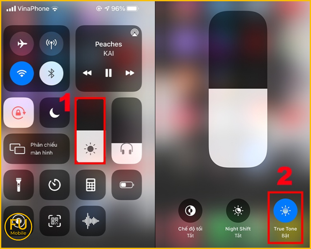 Kiểm tra True Tone trong Trung tâm điều khiển