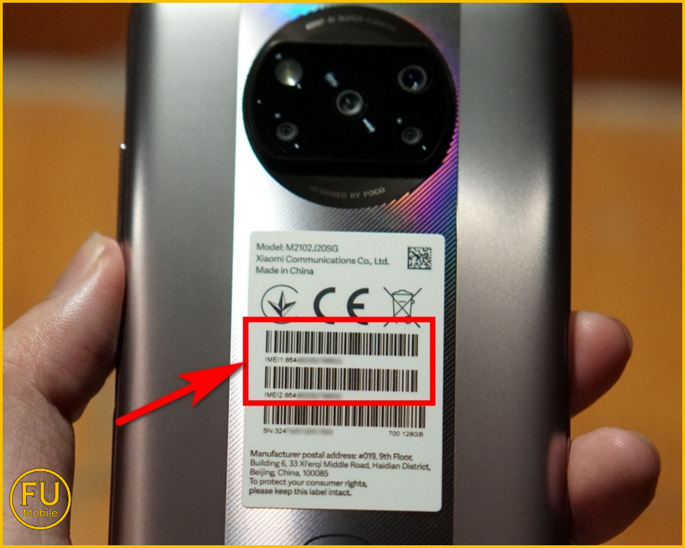 Mã IMEI trên mặt lưng thiết bị Xiaomi