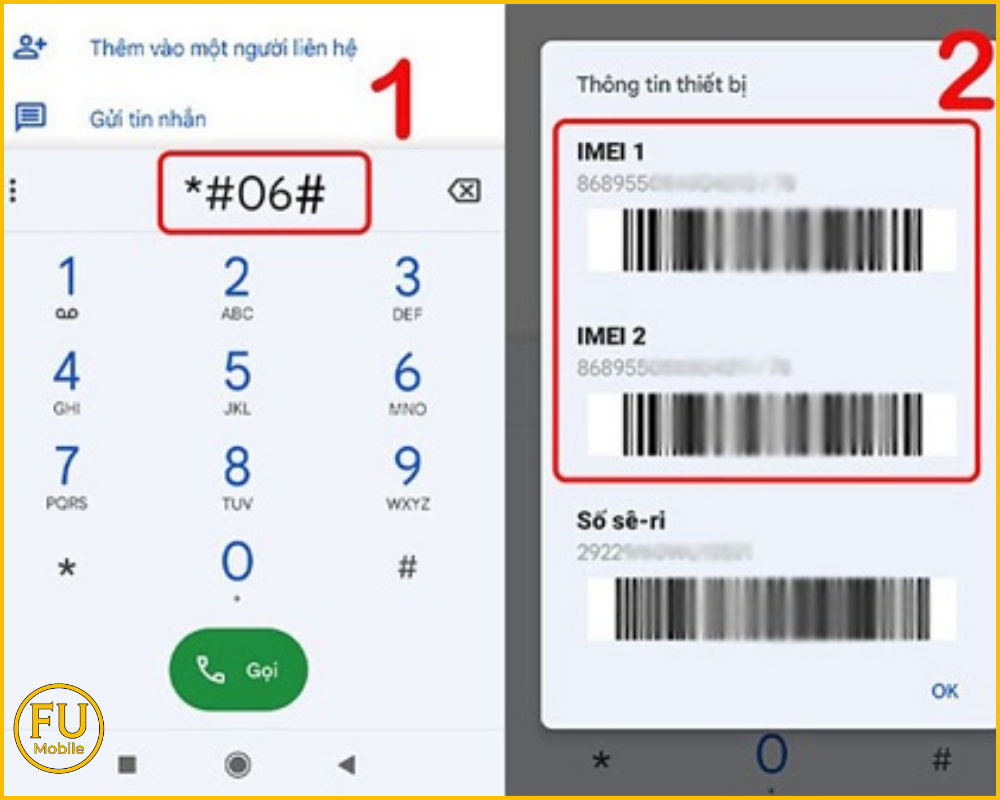 Mở ứng dụng gọi điện kiểm tra mã IMEI