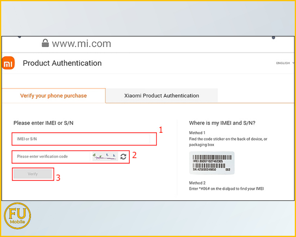 Nhập mã IMEI vào trang web để kiểm tra bảo hành điện thoại Xiaomi