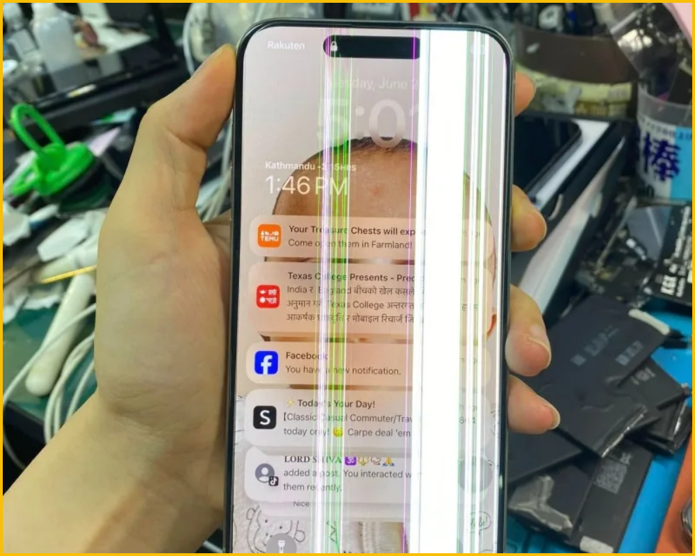 iPhone 16 Pro Max sọc màn hình và nhấp nháy liên tục