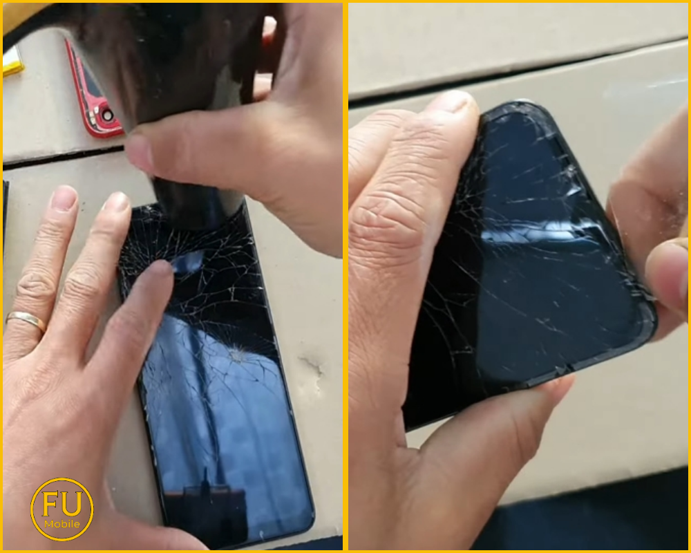 Làm nóng keo màn hình A35 bằng súng khò hoặc máy sấy