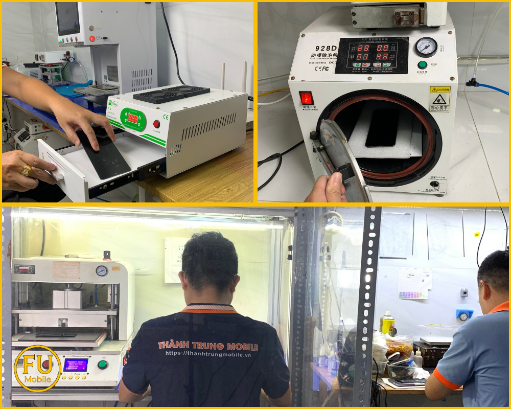 Khách hàng có thể quan sát quy trình sửa điện thoại tại FUmobile