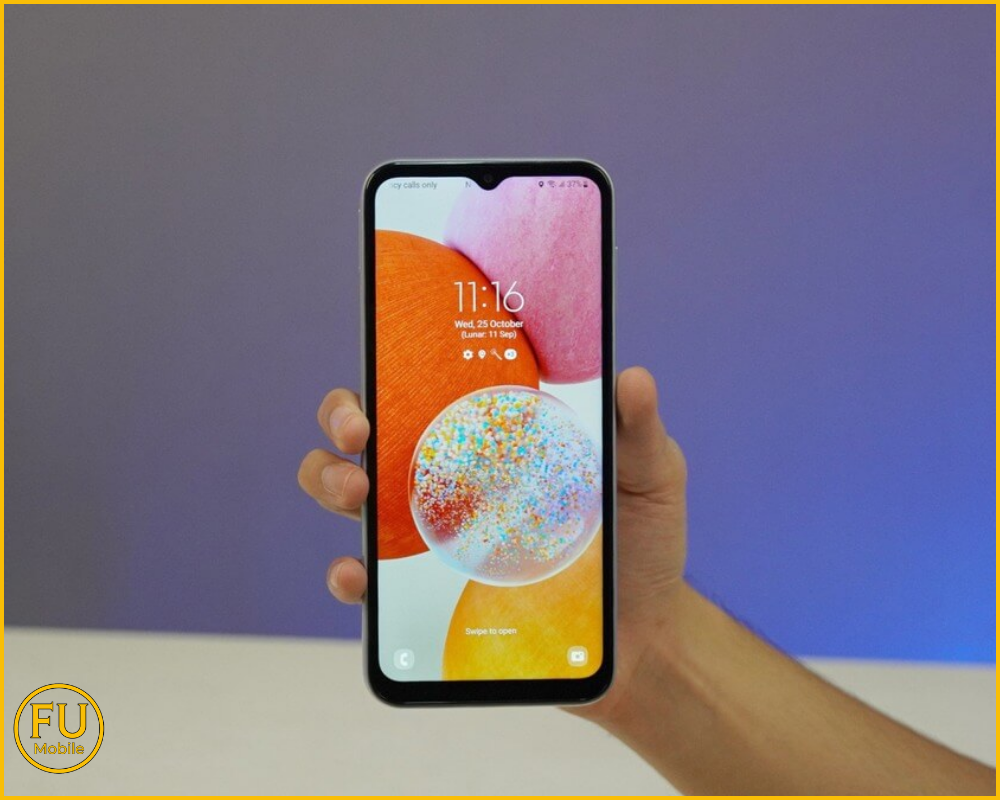 Kết quả sau khi hấp áp suất màn hình Samsung A14 láng mịn, trong suốt như mới xuất xưởng