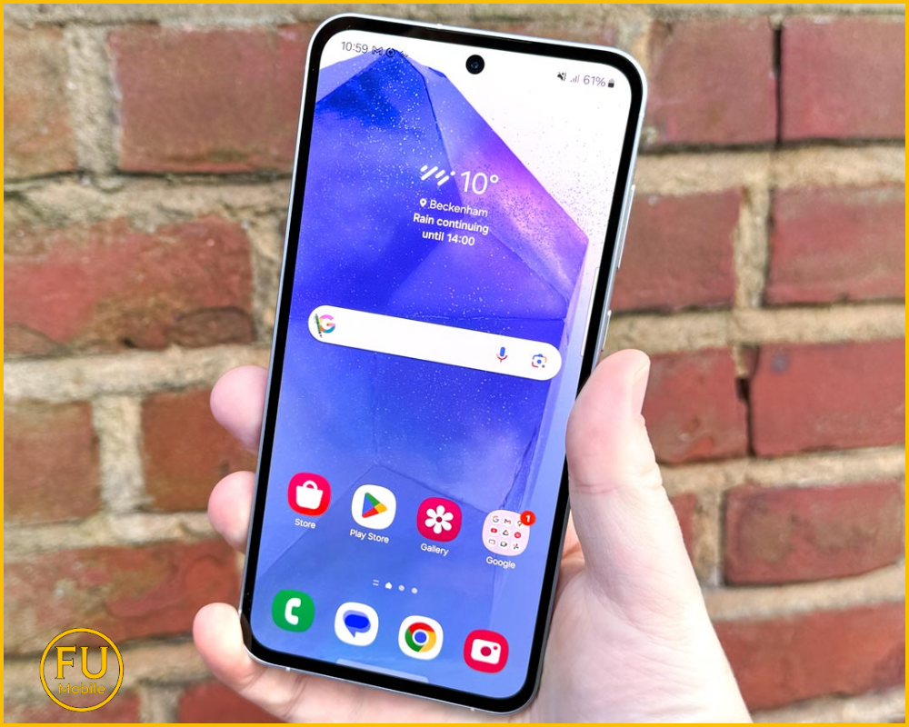 Màn hình trong vắt, màu sắc rực rỡ khi ép kính Samsung A55 bằng máy ép chân không