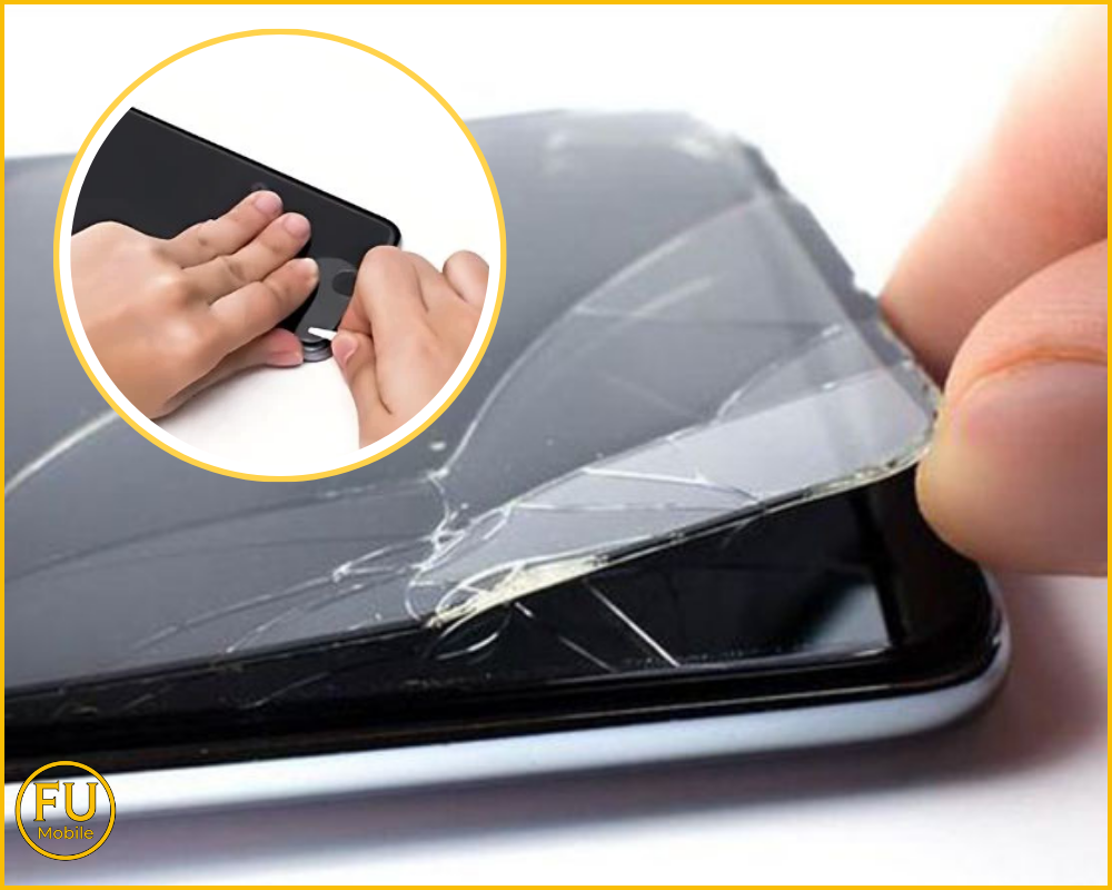 Nếu keo bám quá chắc dùng chỉ dây mảnh tháo kính cường lực